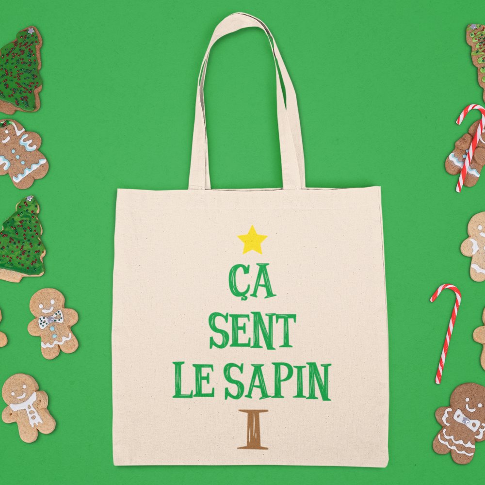 Tote bag Ça sent le sapin Beige