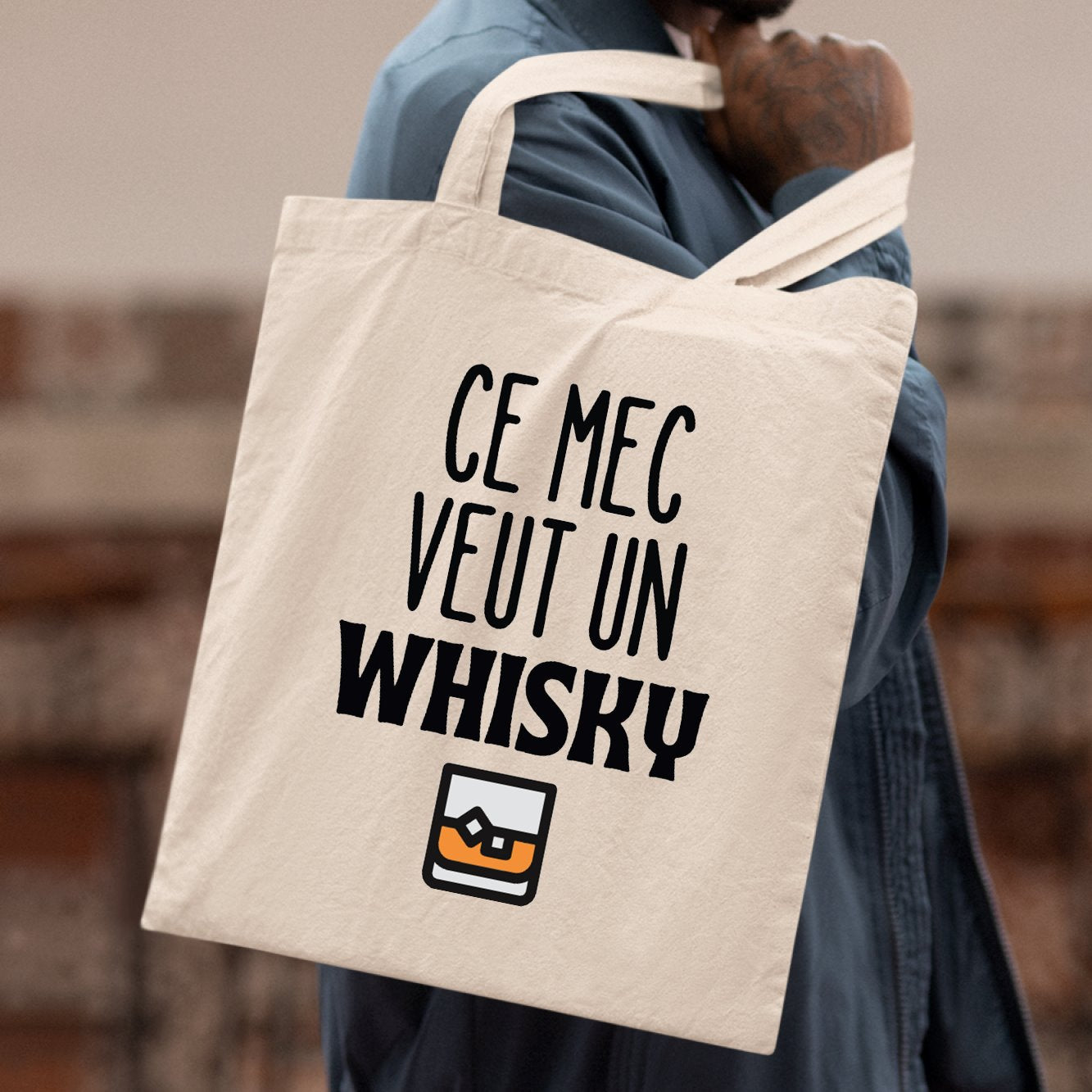 Tote bag Ce mec veut un whisky Blanc