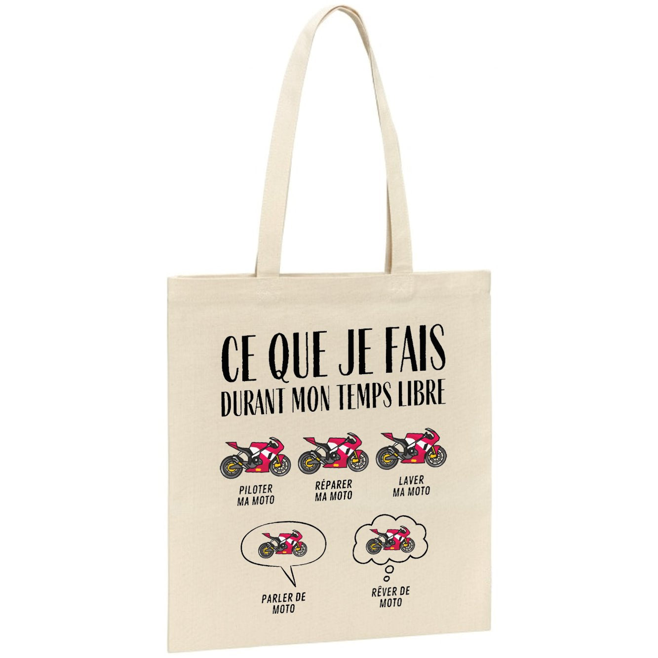 Tote bag Ce que je fais durant mon temps libre Moto 