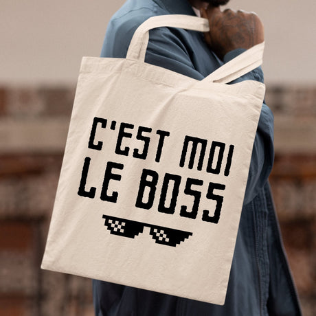 Tote bag C'est moi le boss Beige