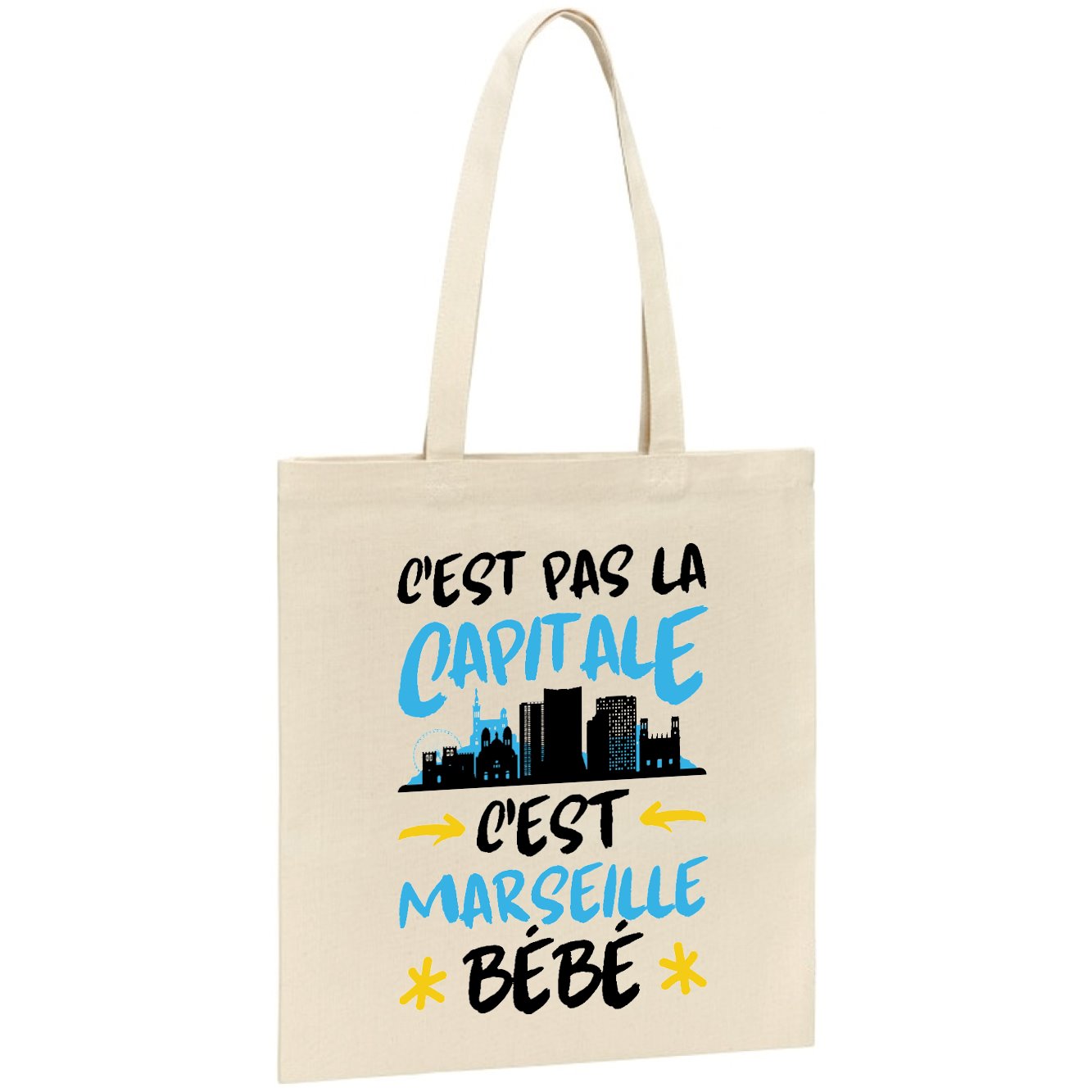 Tote bag C'est pas la capitale c'est Marseille bébé 