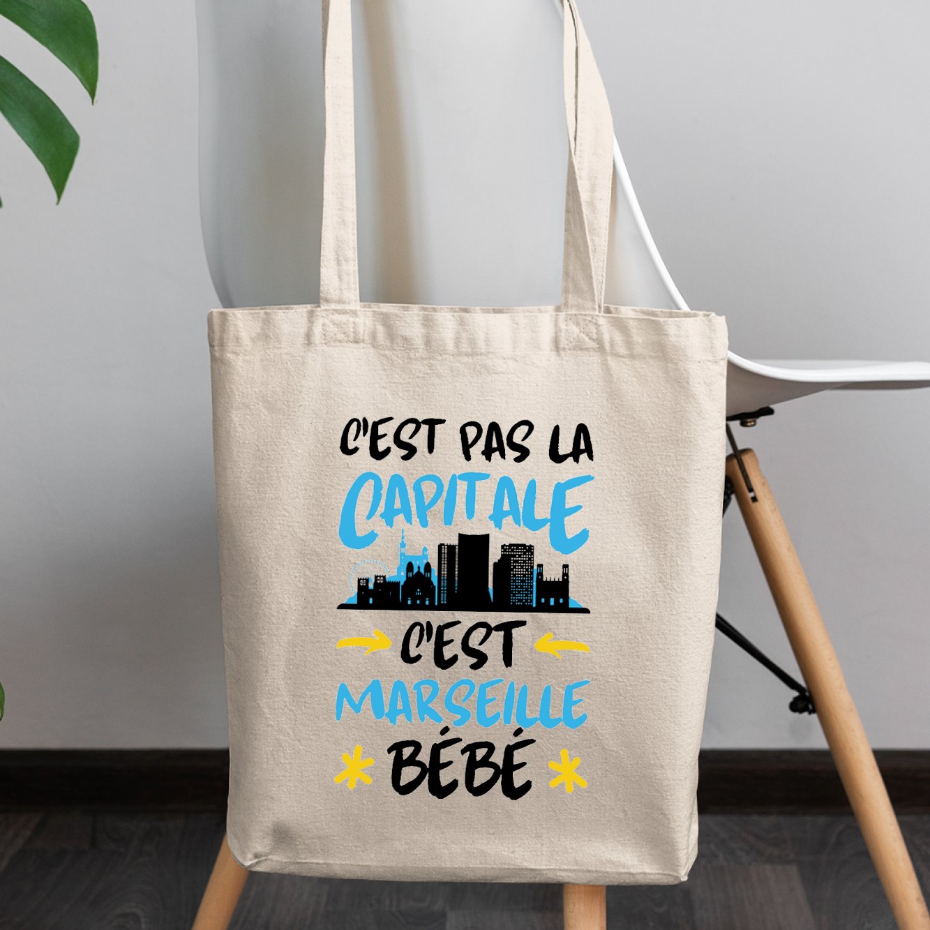 Tote bag C'est pas la capitale c'est Marseille bébé Beige