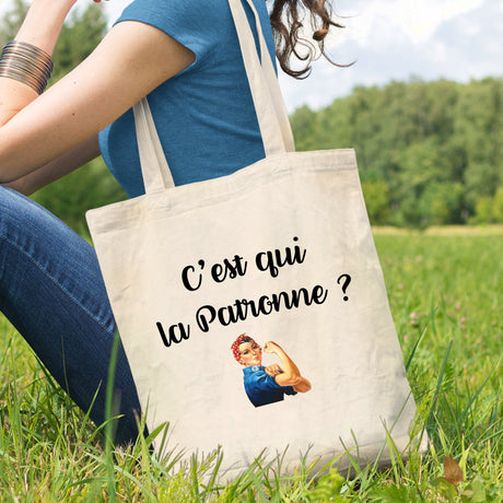 Tote bag C'est qui la patronne Beige