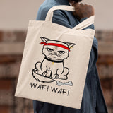 Tote bag Chat bad boy Blanc