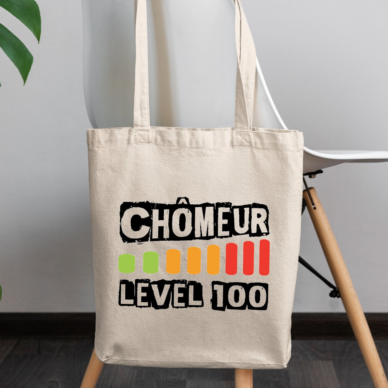 Tote bag Chômeur level 100 Blanc