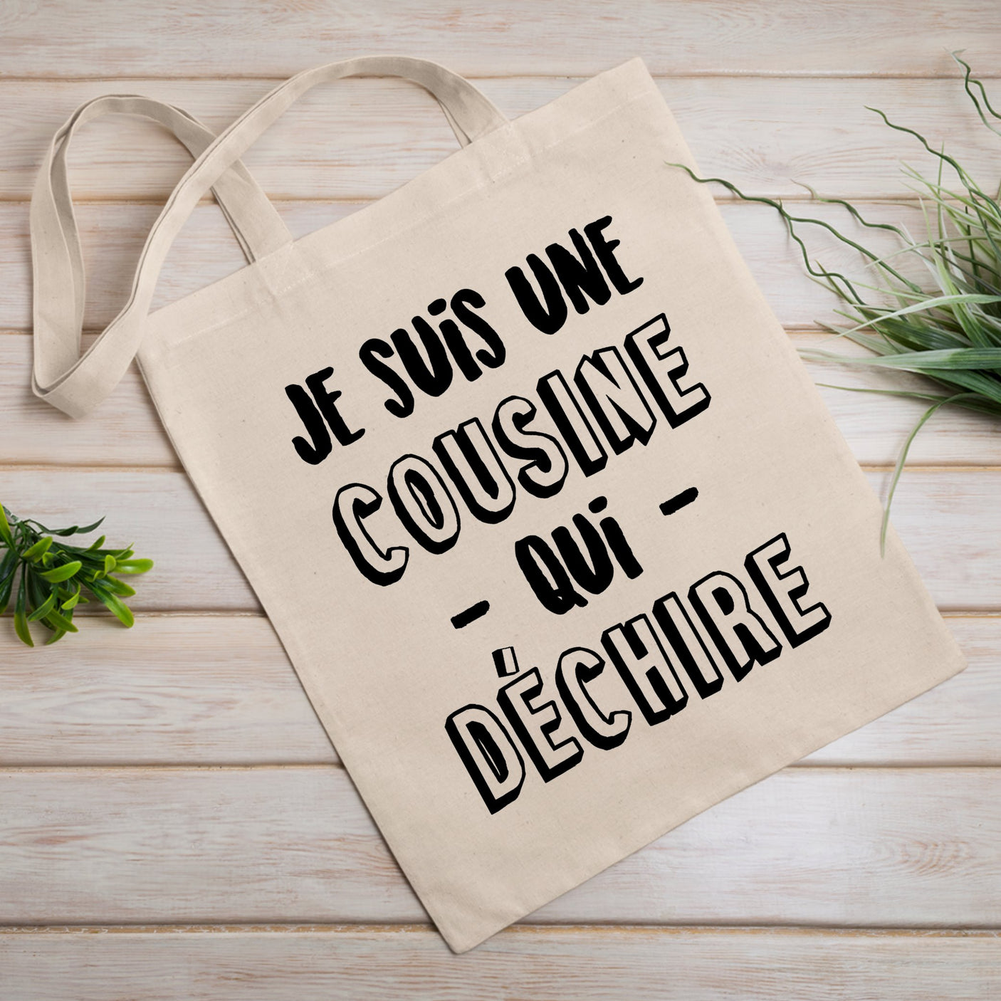 Tote bag Cousine qui déchire Blanc