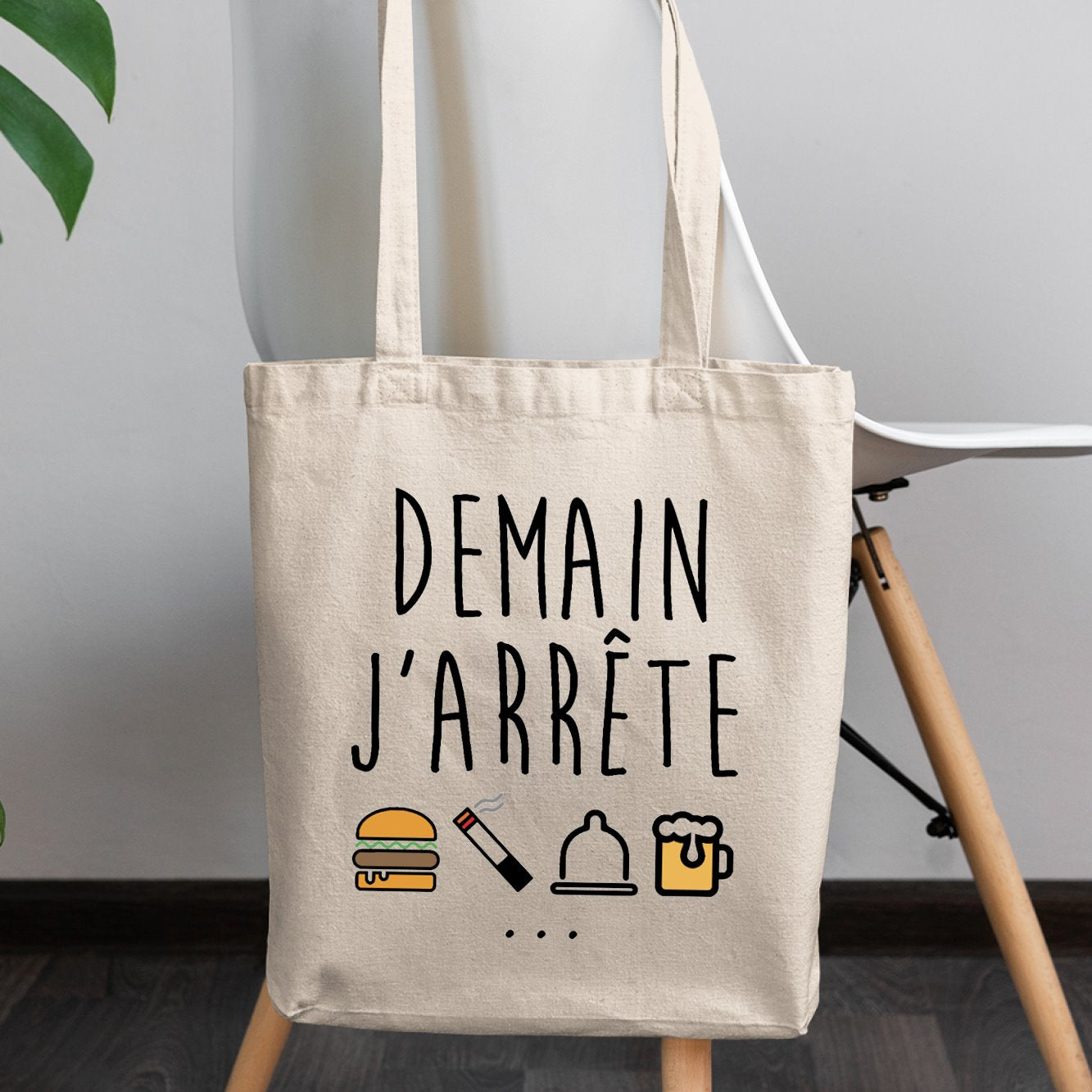 Tote bag Demain j'arrête Blanc