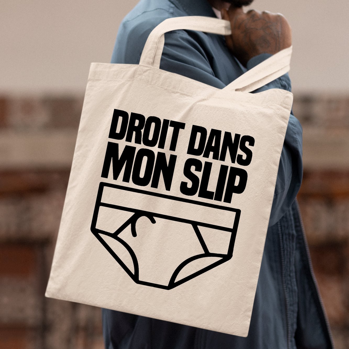 Tote bag Droit dans mon slip Blanc