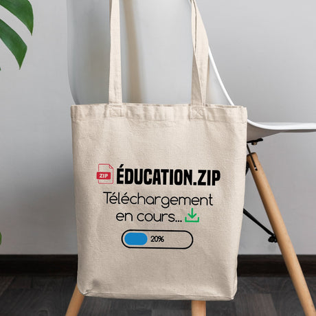 Tote bag Éducation téléchargement en cours Beige