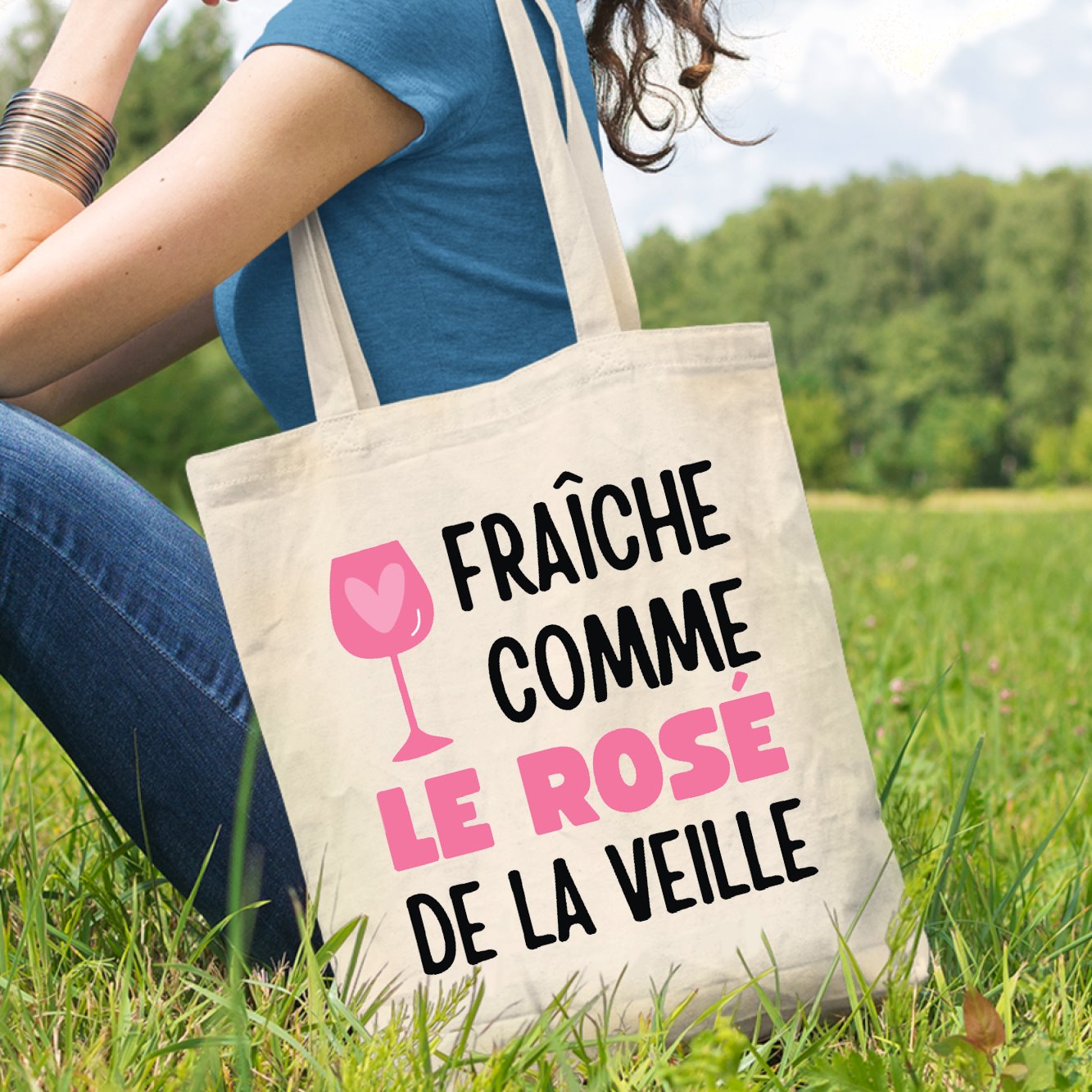 Tote bag Fraîche comme le rosé de la veille Blanc