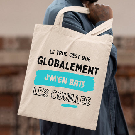 Tote bag Globalement j'm'en bats les couilles Blanc