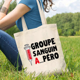 Tote bag Groupe sanguin Apéro Beige