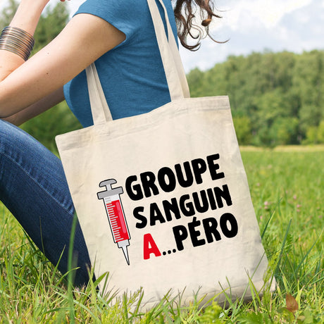 Tote bag Groupe sanguin Apéro Beige