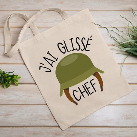 Tote bag J'ai glissé chef Beige