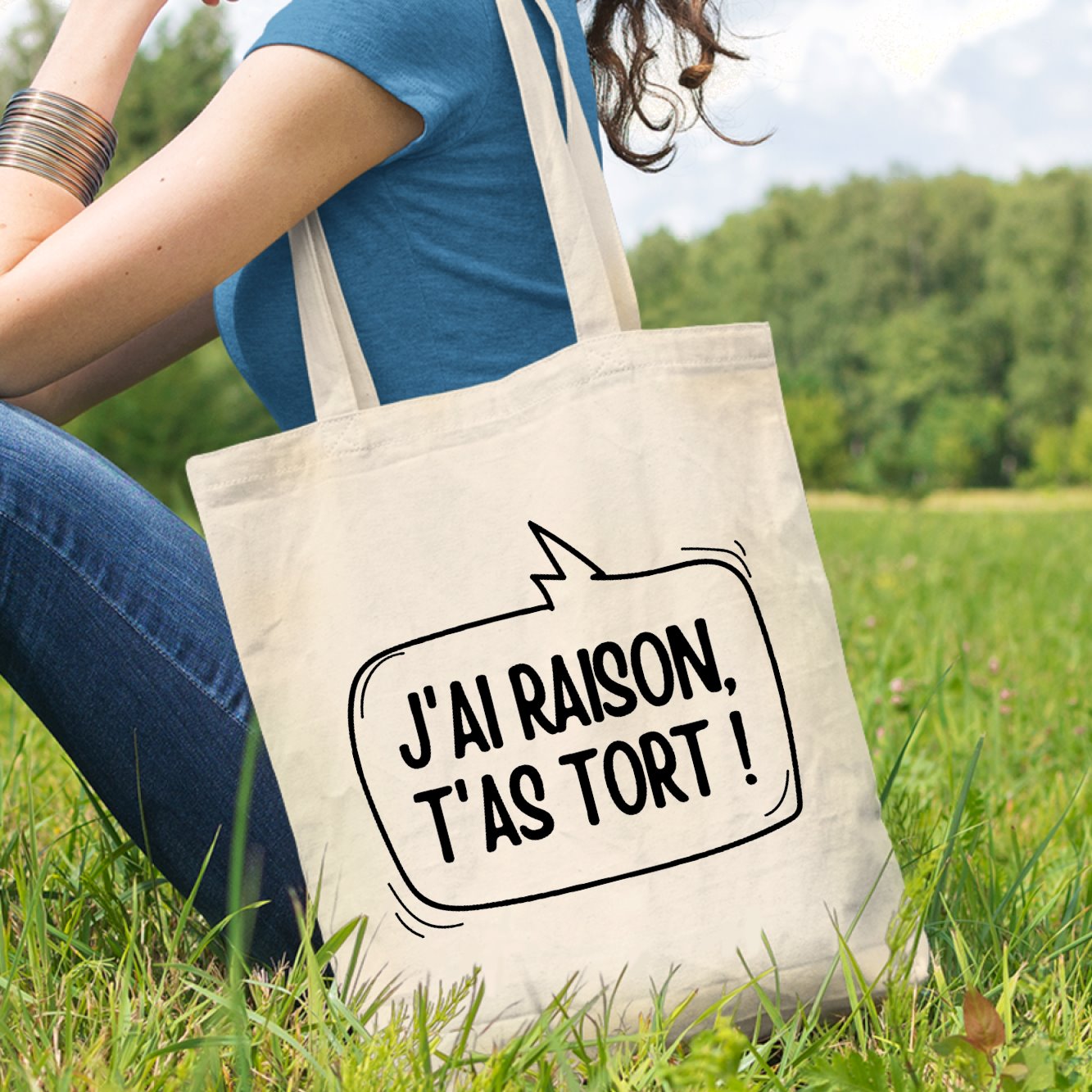 Tote bag J'ai raison, t'as tort Blanc