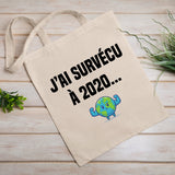 Tote bag J'ai survécu à 2020 Blanc