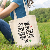 Tote bag J'ai une case en moins Blanc