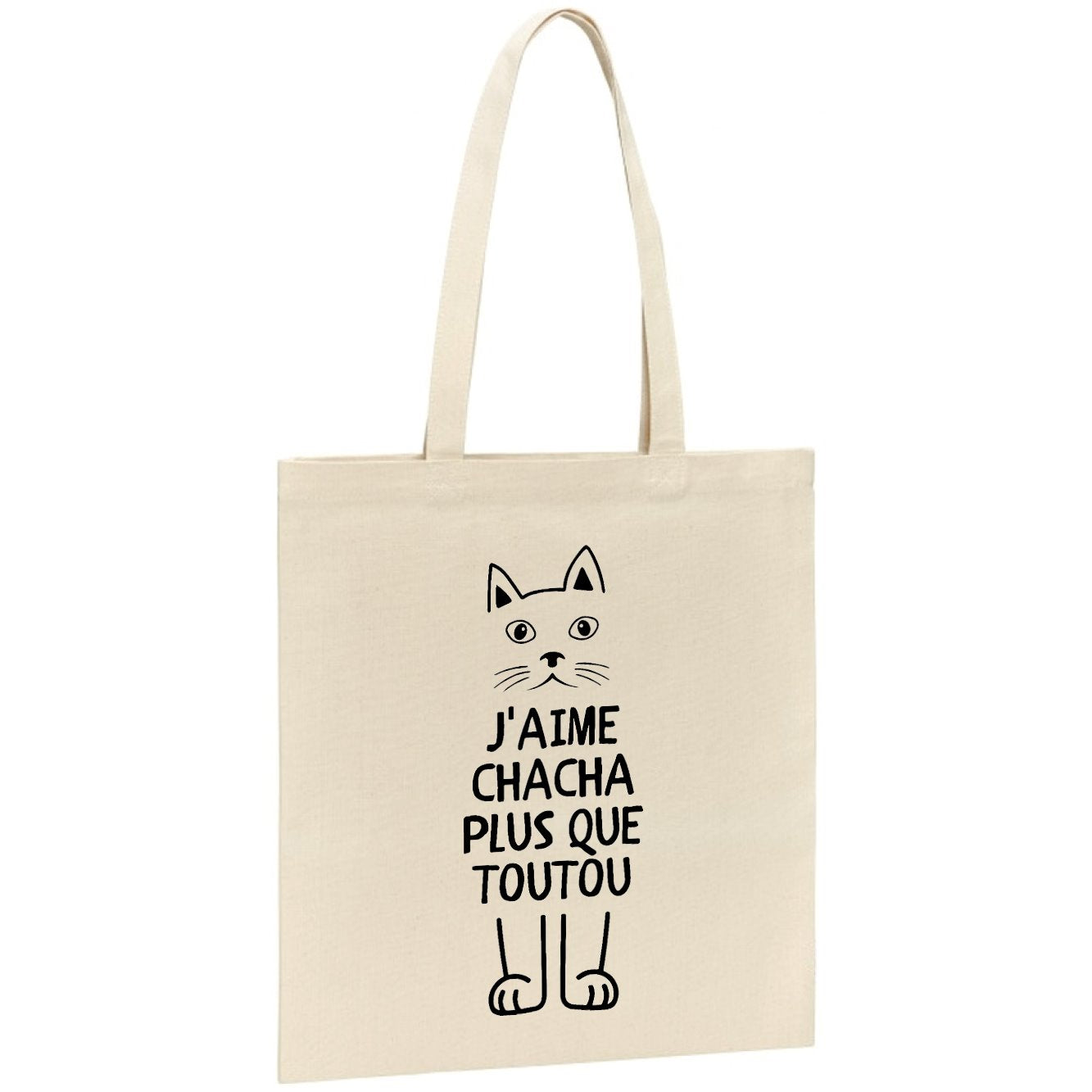 Tote bag J'aime chacha plus que toutou 