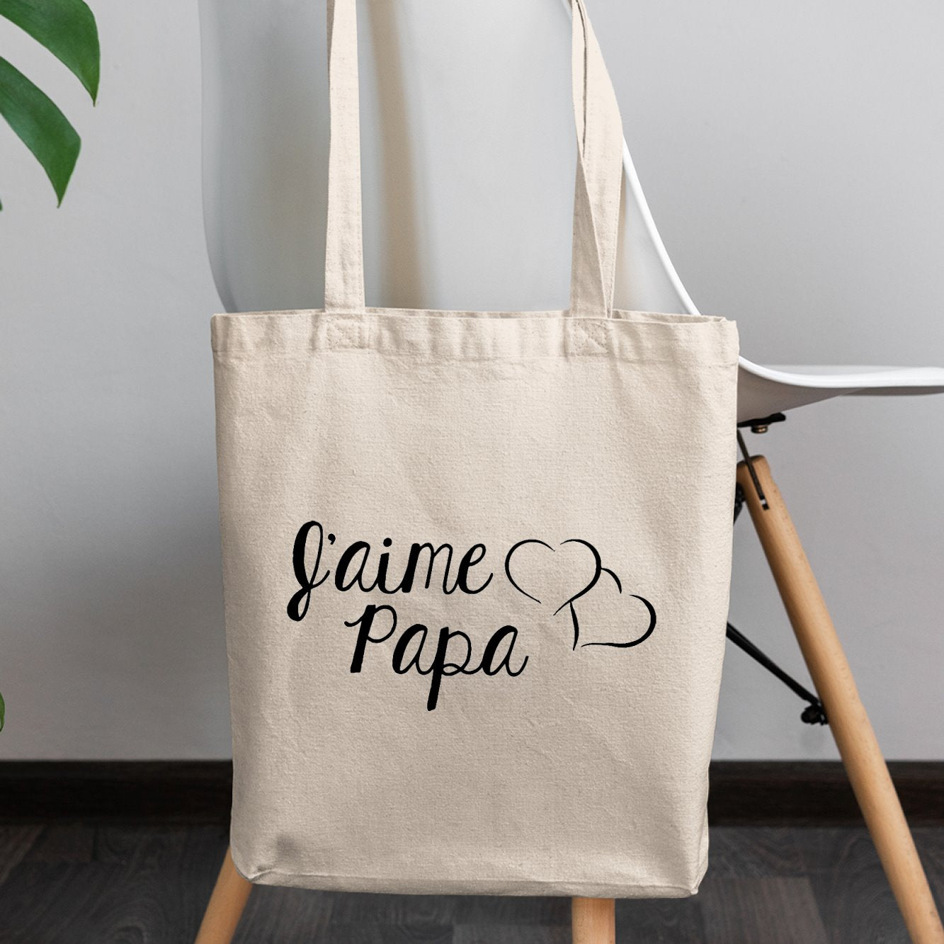 Tote bag J'aime papa Beige