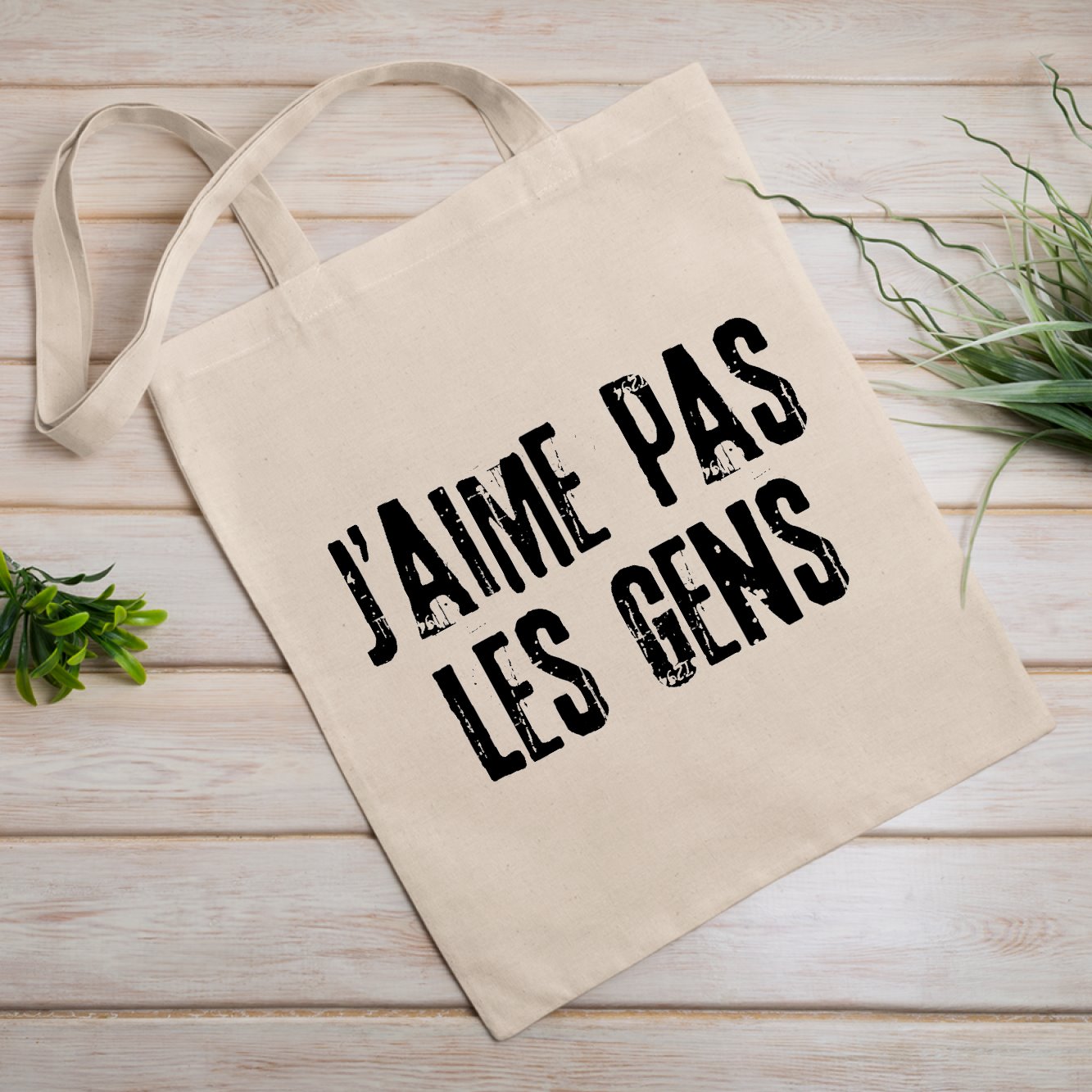 Tote bag J'aime pas les gens Beige