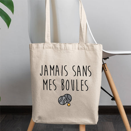 Tote bag Jamais sans mes boules Blanc