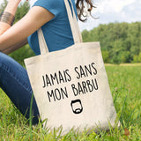 Tote bag Jamais sans mon barbu Blanc