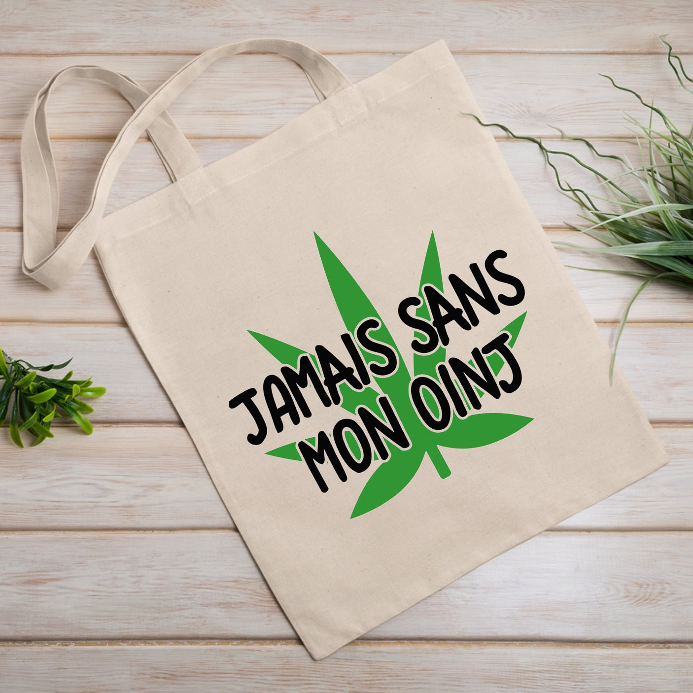 Tote bag Jamais sans mon oinj Blanc