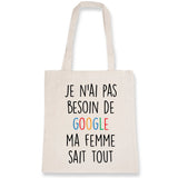 Tote bag Je n'ai pas besoin de Google 