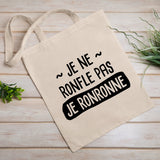 Tote bag Je ne ronfle pas je ronronne Beige