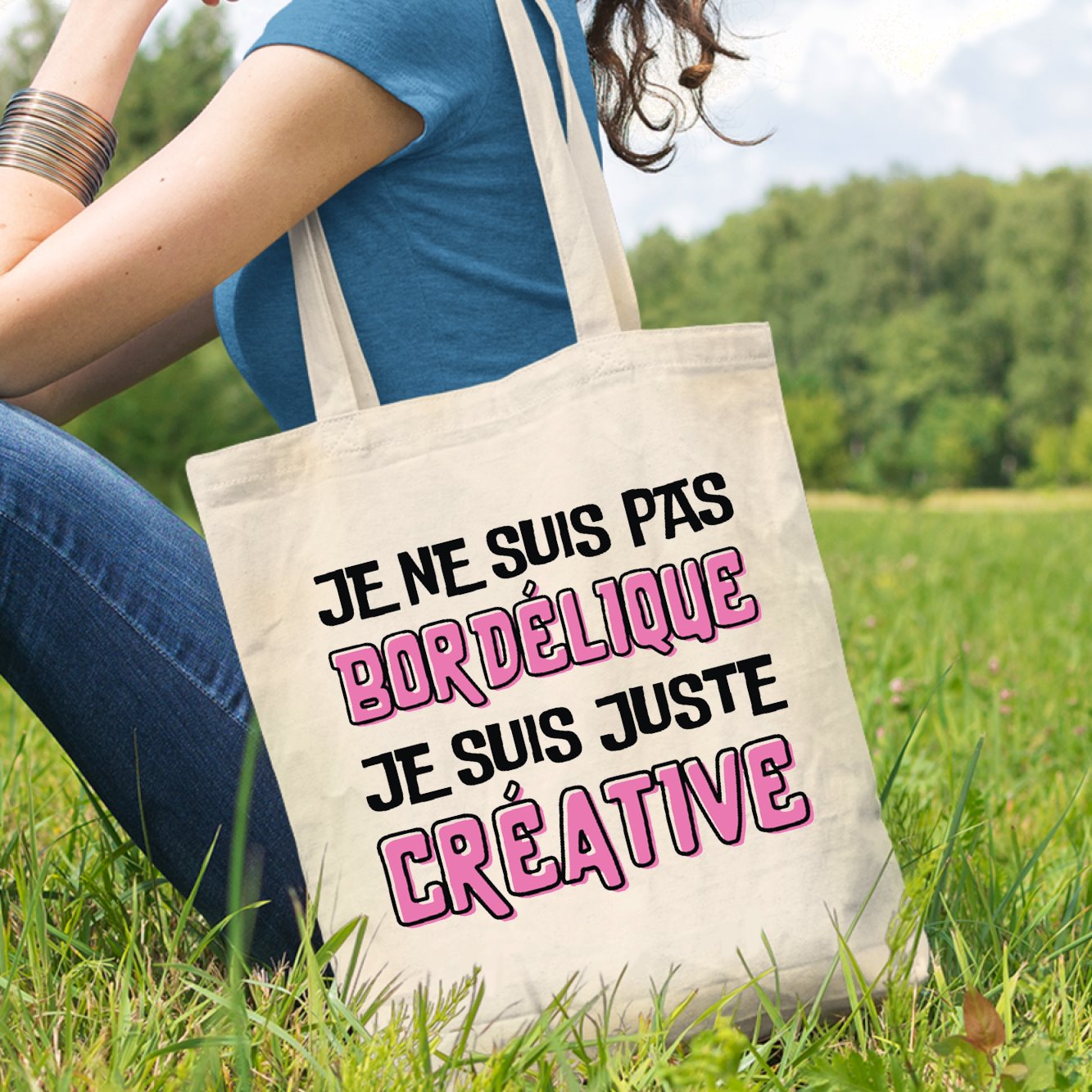 Tote bag Je ne suis pas bordélique je suis créative Blanc