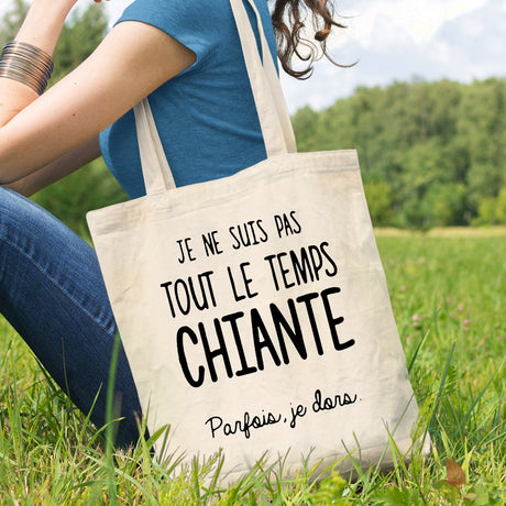 Tote bag Je ne suis pas chiante Beige