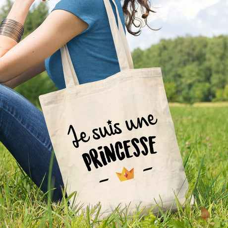 Tote bag Je suis une princesse Beige