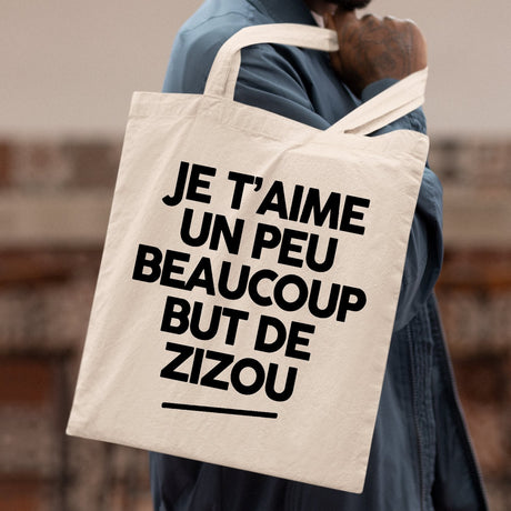 Tote bag Je t'aime un peu beaucoup but de Zizou Blanc