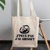 Tote bag J'peux pas j'ai airsoft Blanc