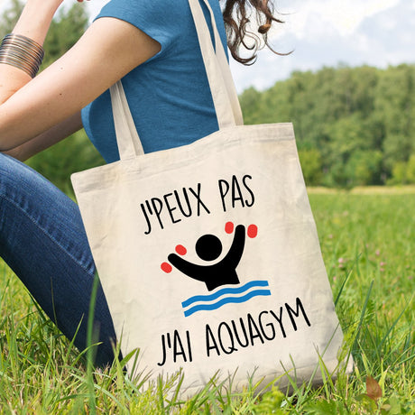 Tote bag J'peux pas j'ai aquagym Blanc