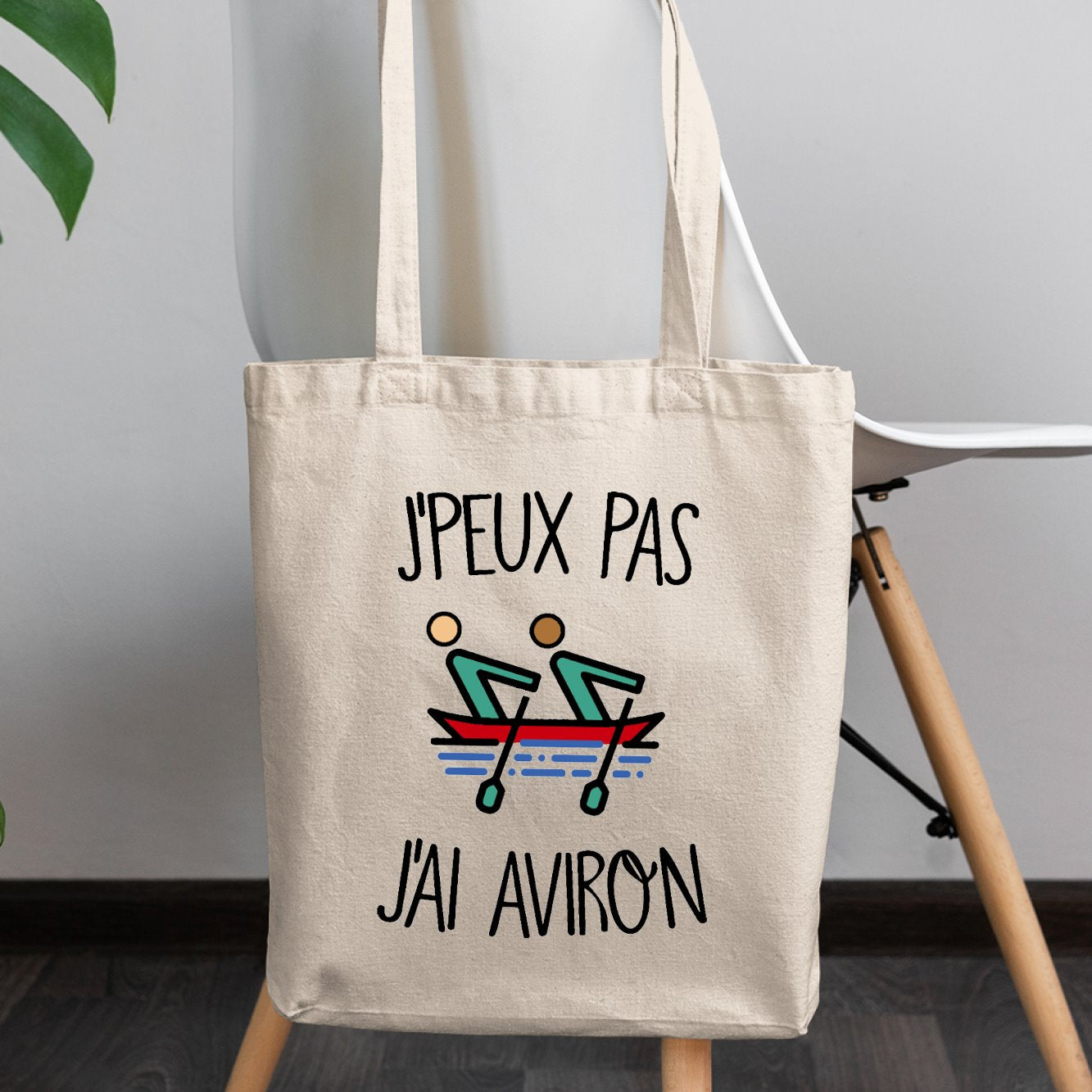 Tote bag J'peux pas j'ai aviron Beige