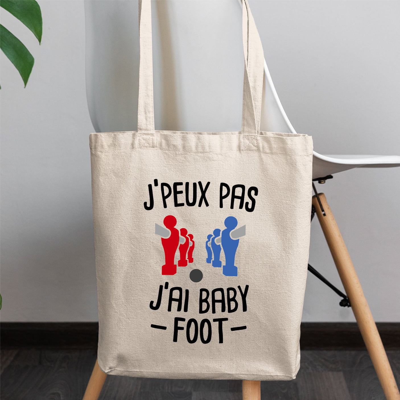 Tote bag J'peux pas j'ai baby-foot Blanc