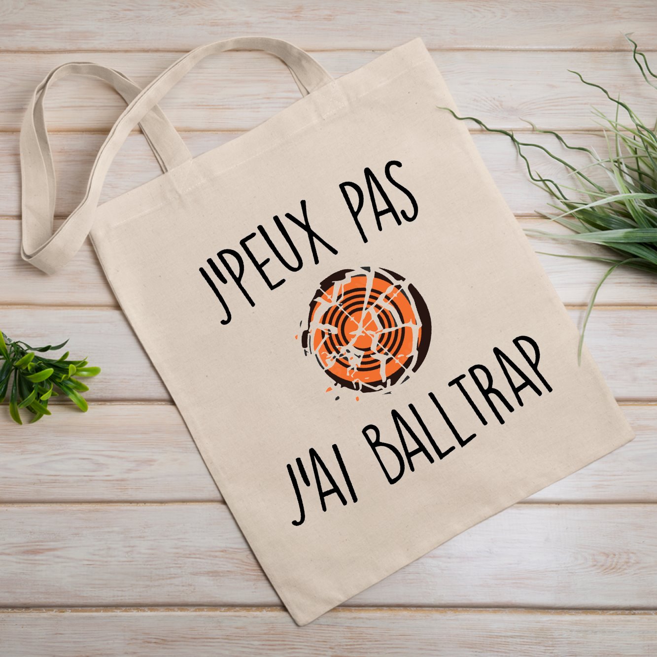 Tote bag J'peux pas j'ai ball-trap Blanc