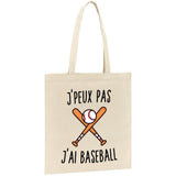 Tote bag J'peux pas j'ai baseball 