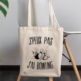 Tote bag J'peux pas j'ai bowling Blanc