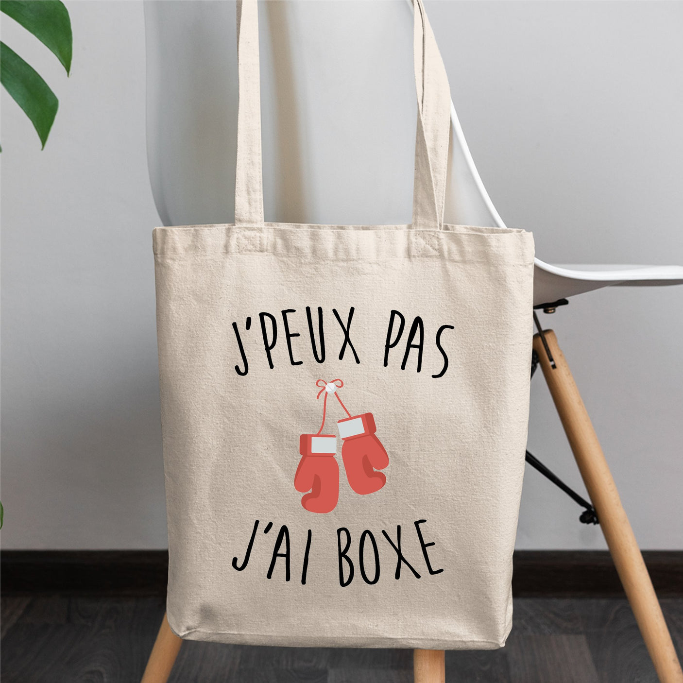 Tote bag J'peux pas j'ai boxe Blanc