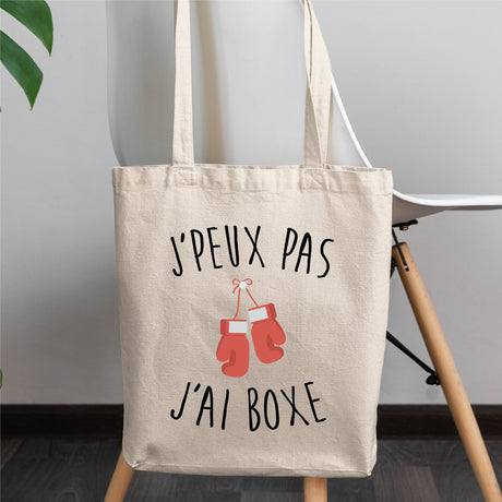 Tote bag J'peux pas j'ai boxe Blanc