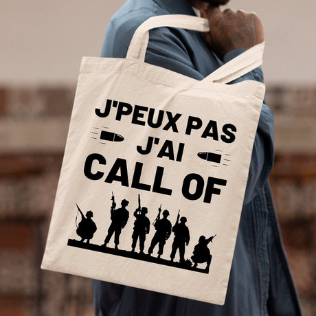 Tote bag J'peux pas j'ai call of Blanc