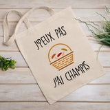 Tote bag J'peux pas j'ai champignons Blanc