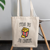 Tote bag J'peux pas j'ai cinoche Blanc