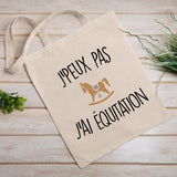 Tote bag J'peux pas j'ai équitation Blanc