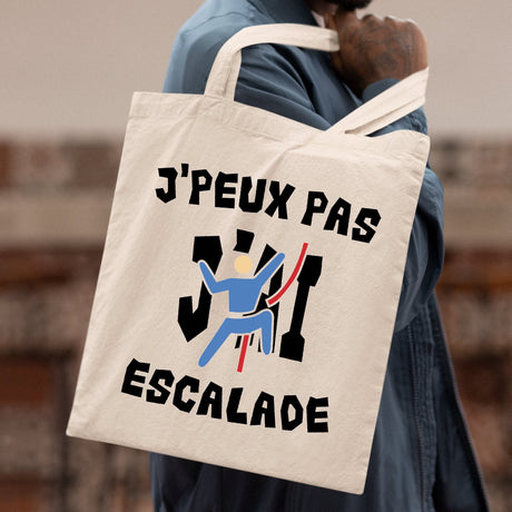 Tote bag J'peux pas j'ai escalade Beige