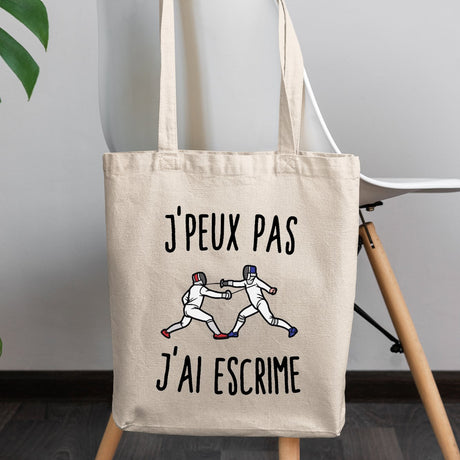 Tote bag J'peux pas j'ai escrime Beige