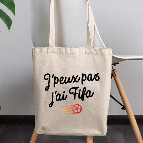 Tote bag J'peux pas j'ai Fifa Blanc