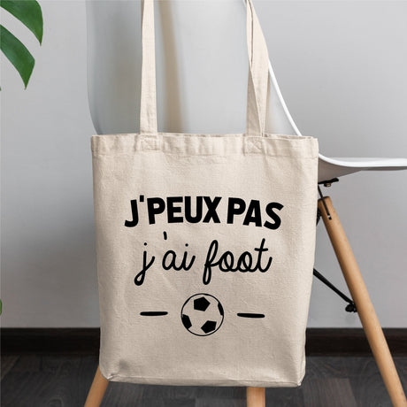 Tote bag J'peux pas j'ai foot Blanc